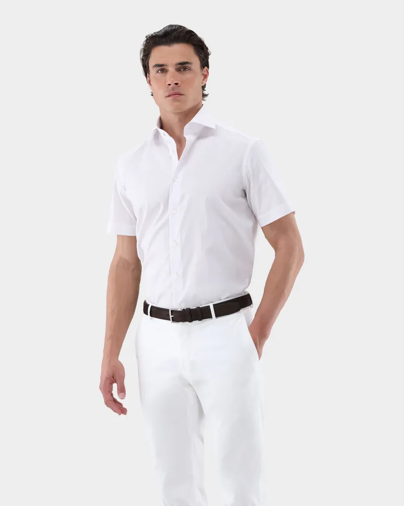 van Laack Kurzarmhemd bügelfrei kariert Weiß