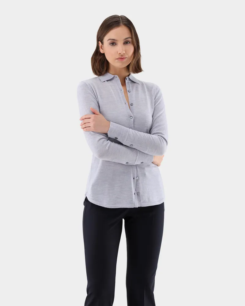 van Laack Strick-Bluse aus Merinowolle Grau