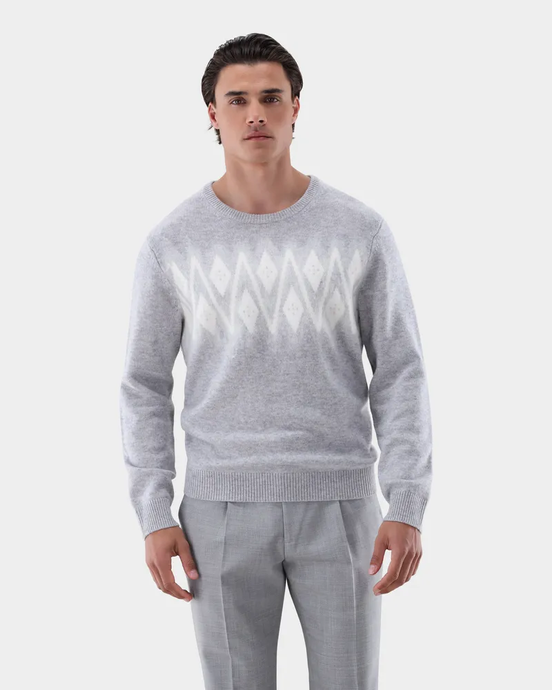 van Laack Norweger mit Rundhals Grau