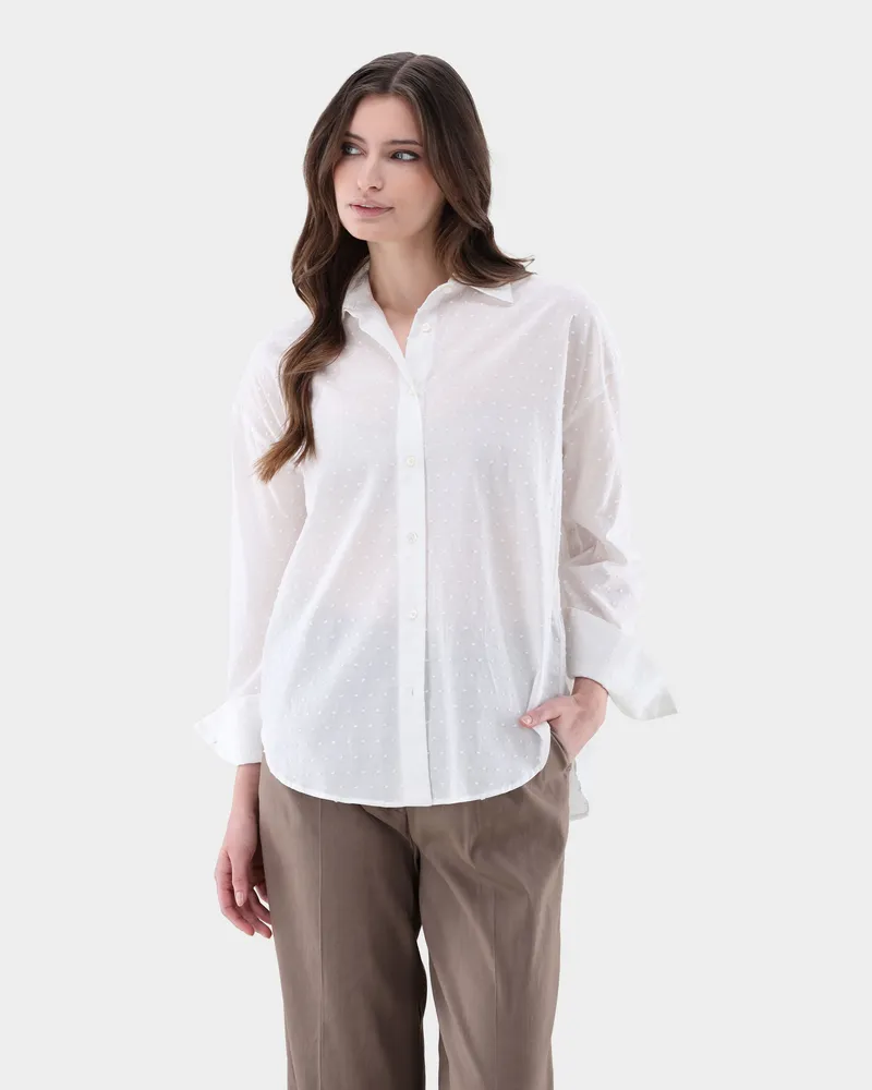 van Laack Hemdbluse mit überschnittenen Schultern Weiß