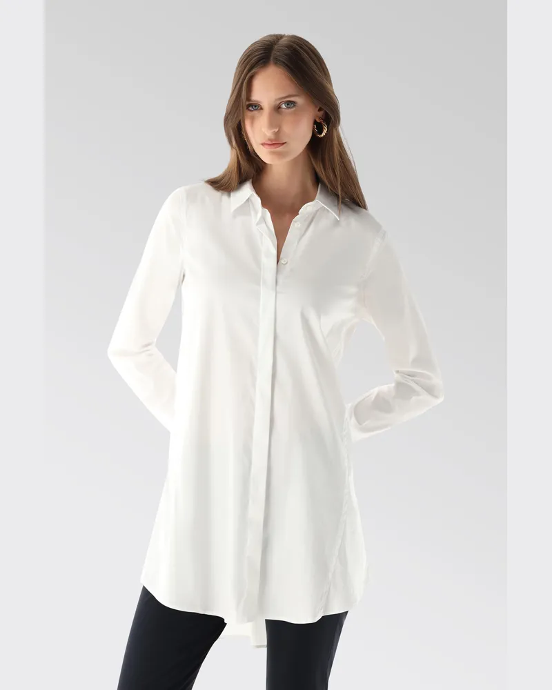 van Laack Lange Popeline Hemdbluse Weiß