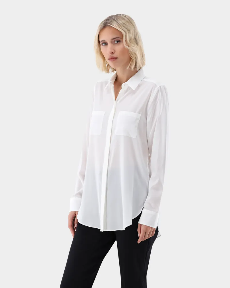 van Laack Hemdbluse aus Seide mit Stretch Cremefarben