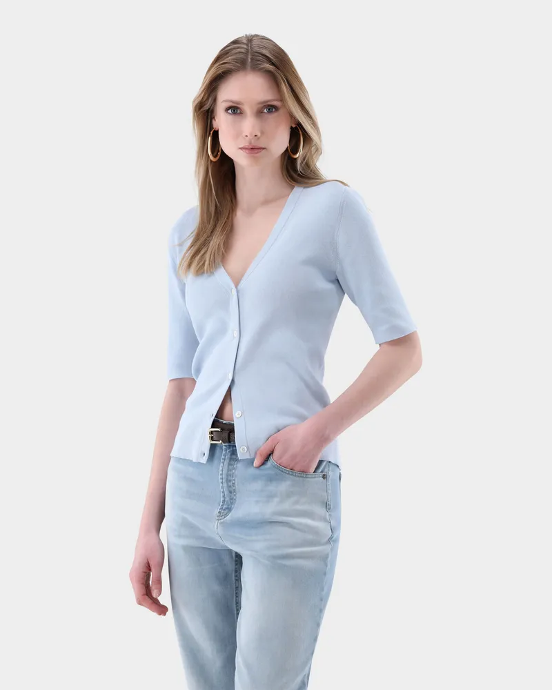 van Laack Cardigan aus Rippstrick Blau