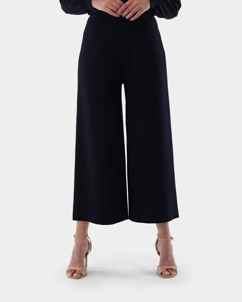 van Laack Strickhose mit ausgestelltem Bein Blau