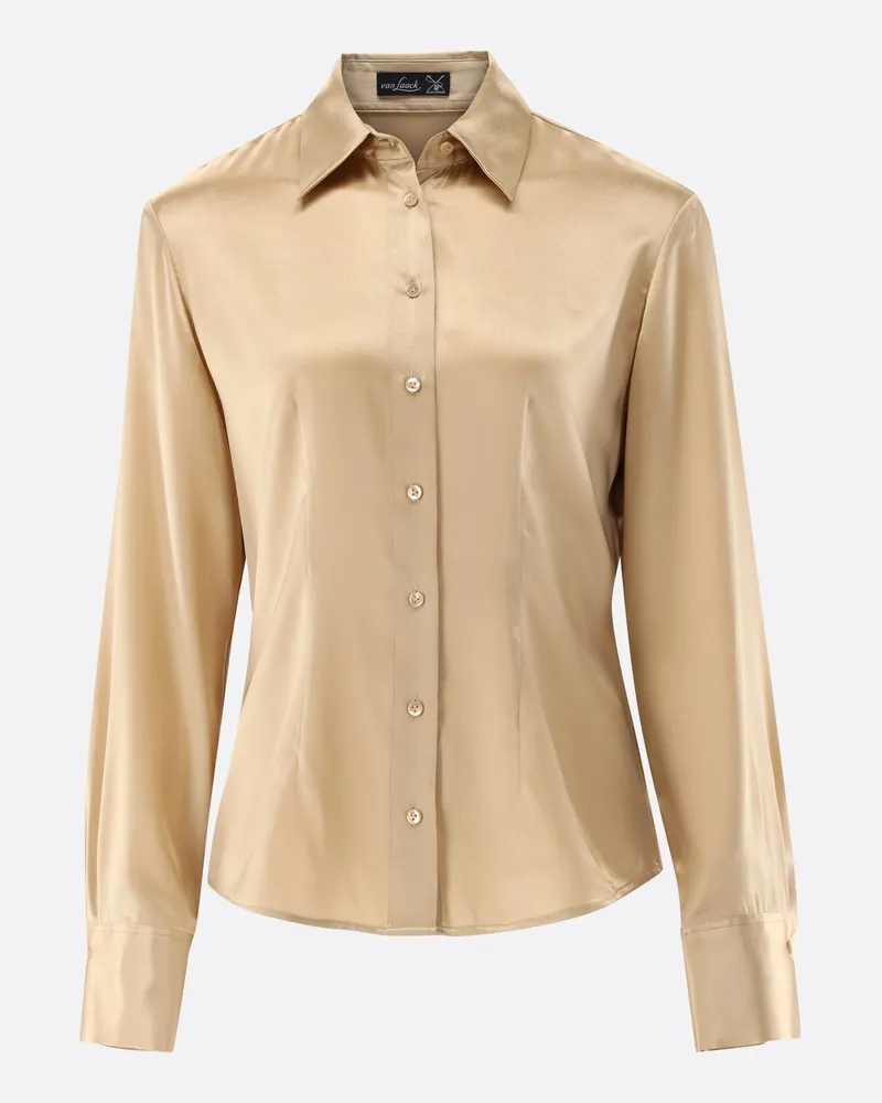 van Laack Hemdbluse tailliert aus Seidensatin-Stretch Gelb