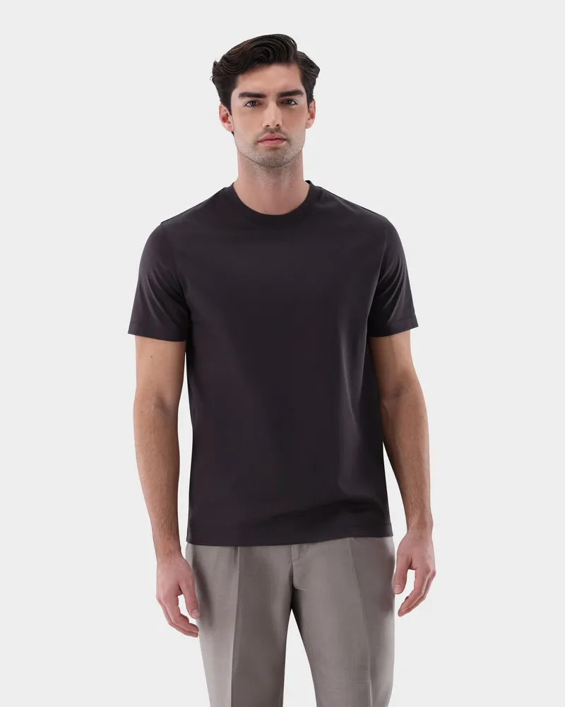 van Laack T-Shirt aus Schweizer Baumwolle mit Rundhals Regular Fit Beige