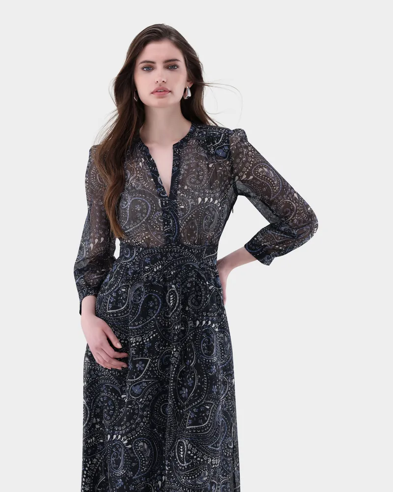 van Laack Maxikleid mit Paisley-Print Blau