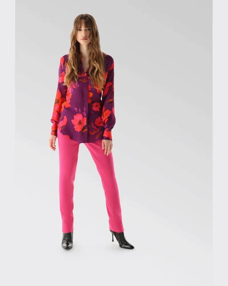 van Laack Hemdbluse mit Blumendruck Lila
