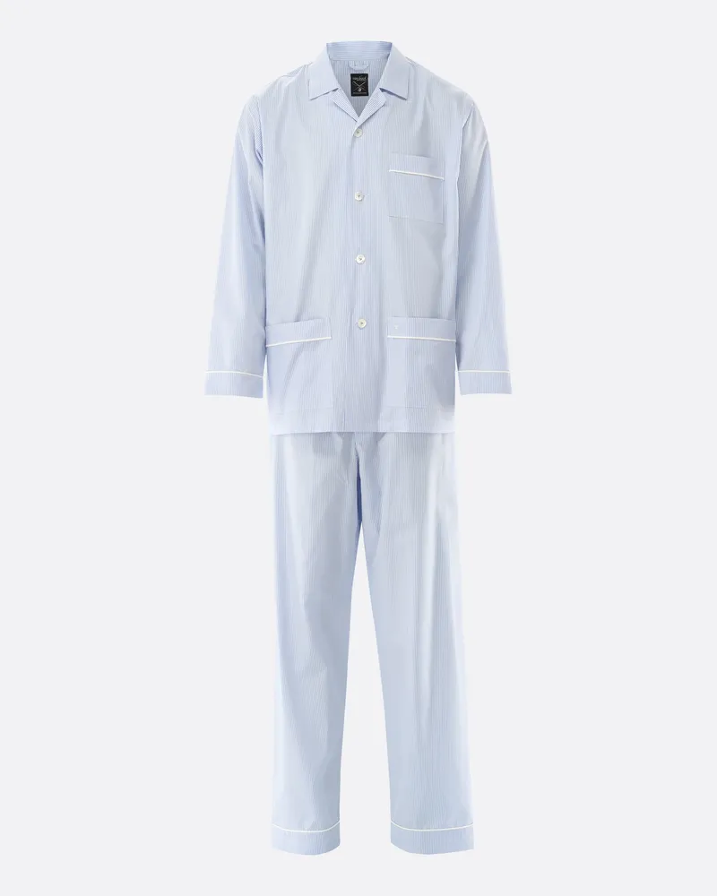 van Laack Schlafanzug aus Popeline Gestreift Blau