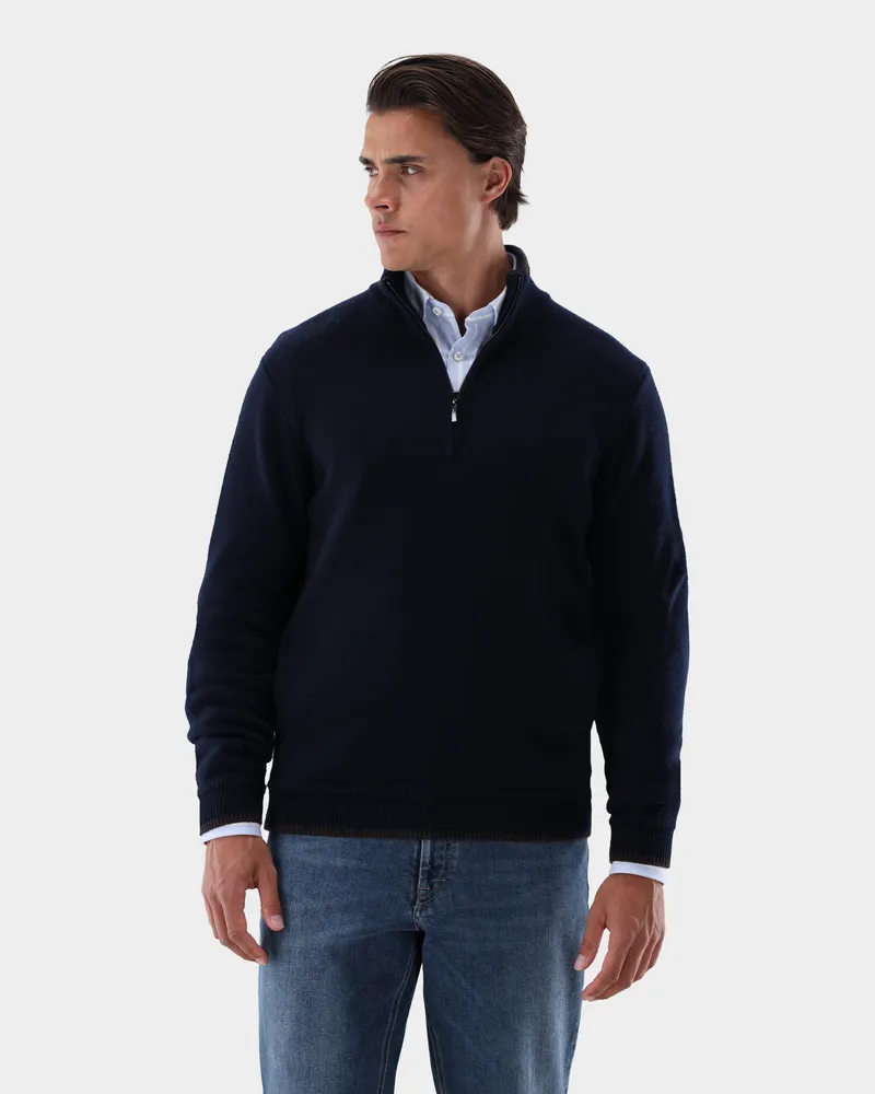 van Laack Troyer aus Kaschmir mit Farbdetail Blau