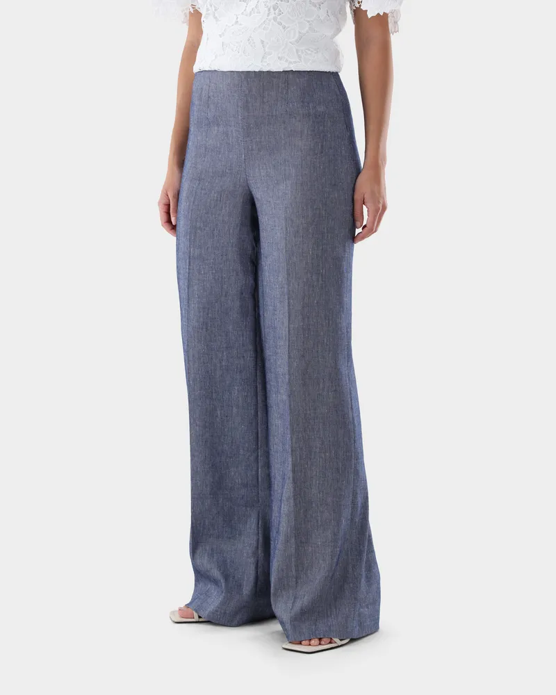 van Laack Weite Hose mit Leinen und Viskose Blau