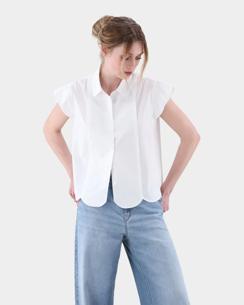 van Laack Bluse cropped und ärmellos Weiß