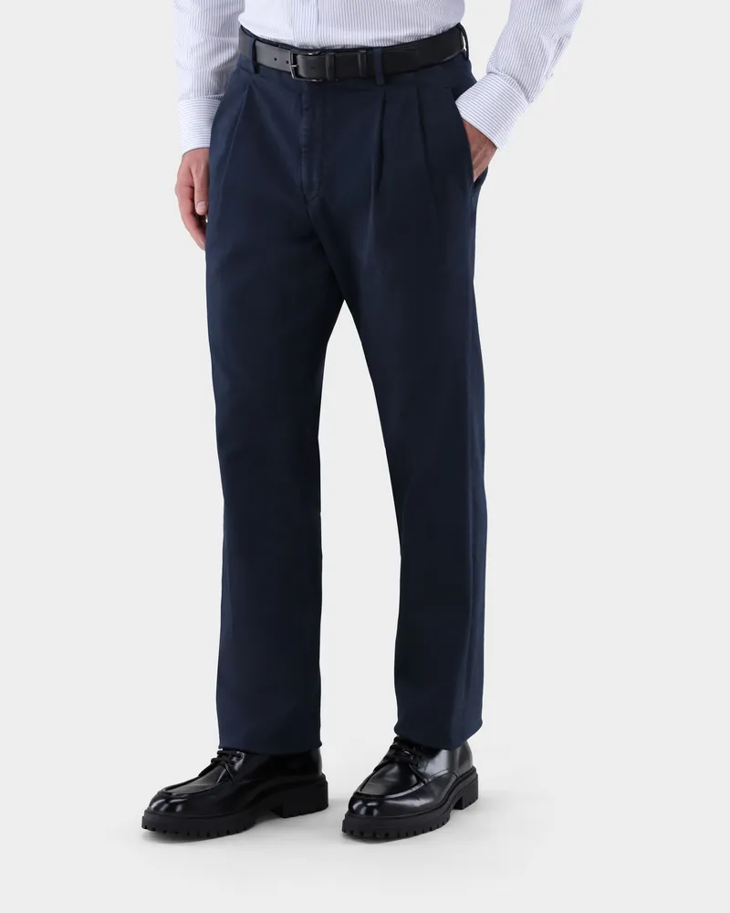 van Laack Chino aus Baumwolle mit Wide Leg Blau