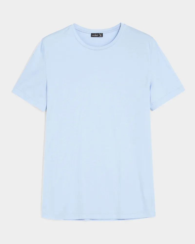 van Laack T-Shirt aus Schweizer Baumwolle mit Rundhals Slim Fit Blau