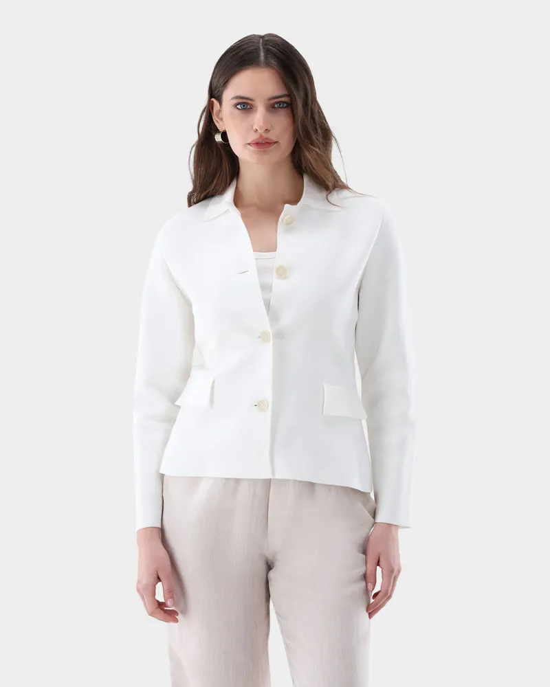 van Laack Blazer gestrickt aus Air Cotton Cremefarben