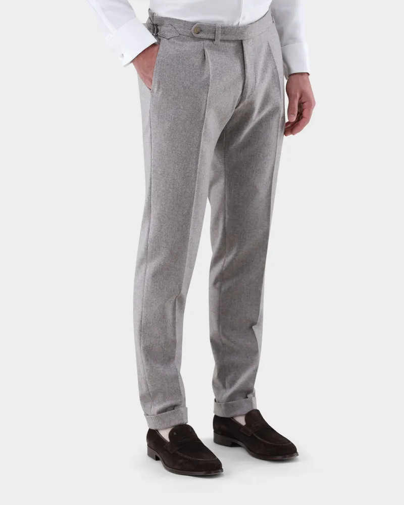 van Laack Hose aus Woll-Flanell mit Bundfalte Beige