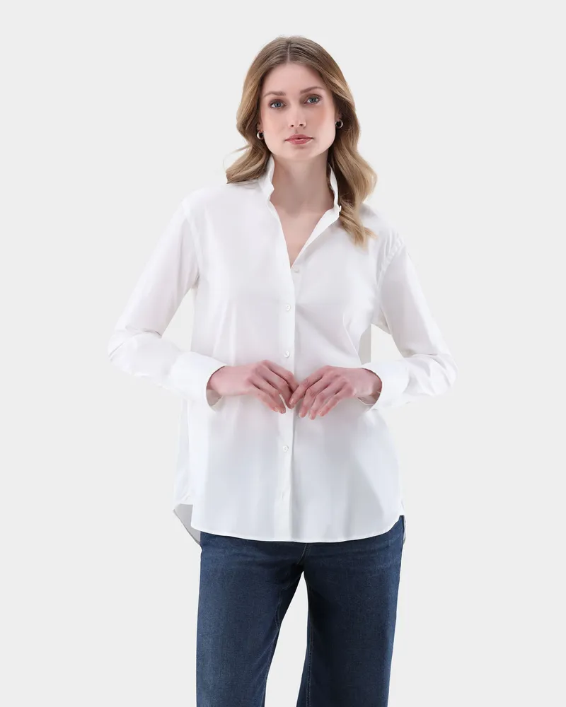 van Laack Stehkragenbluse mit lockerer Passform Bleichen: