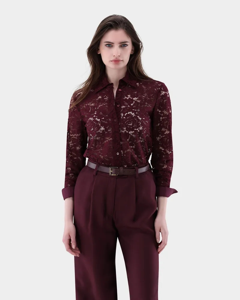 van Laack Hemdbluse mit Spitze Rot
