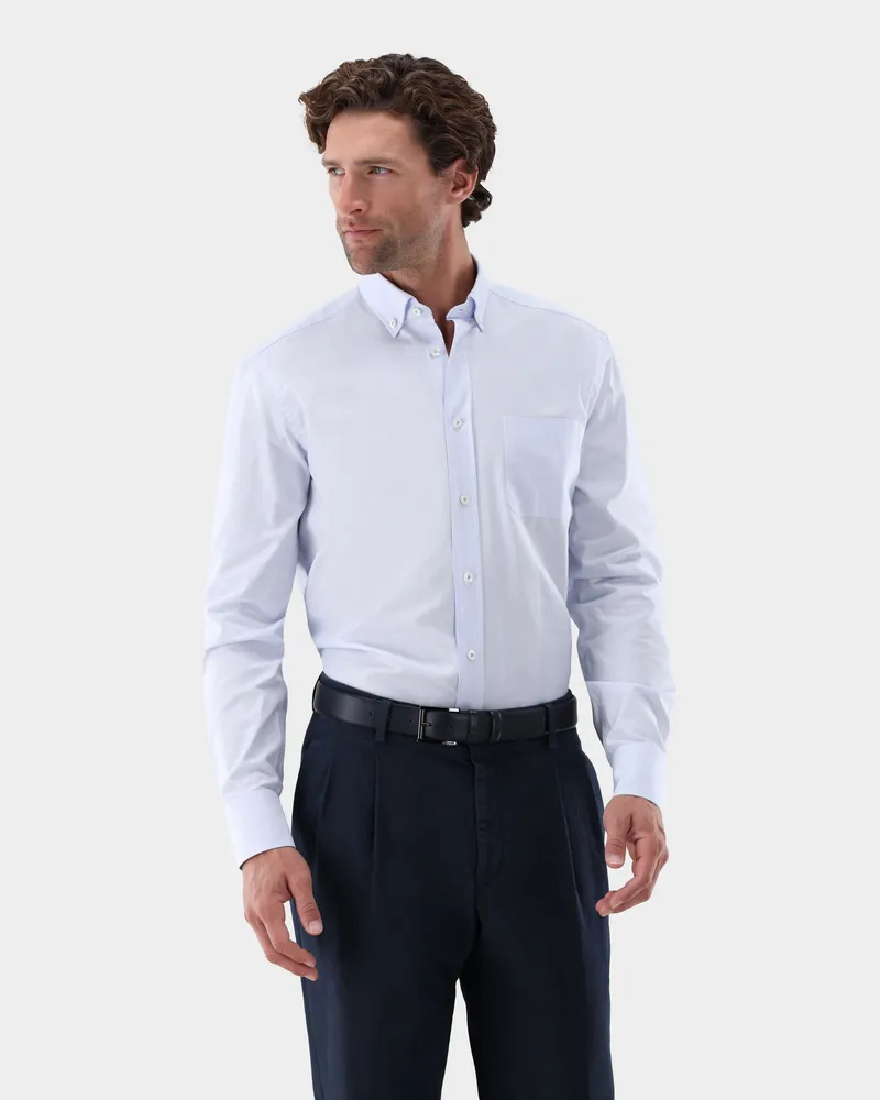 van Laack Oxfordhemd mit Nadelstreifen Tailor Fit Blau