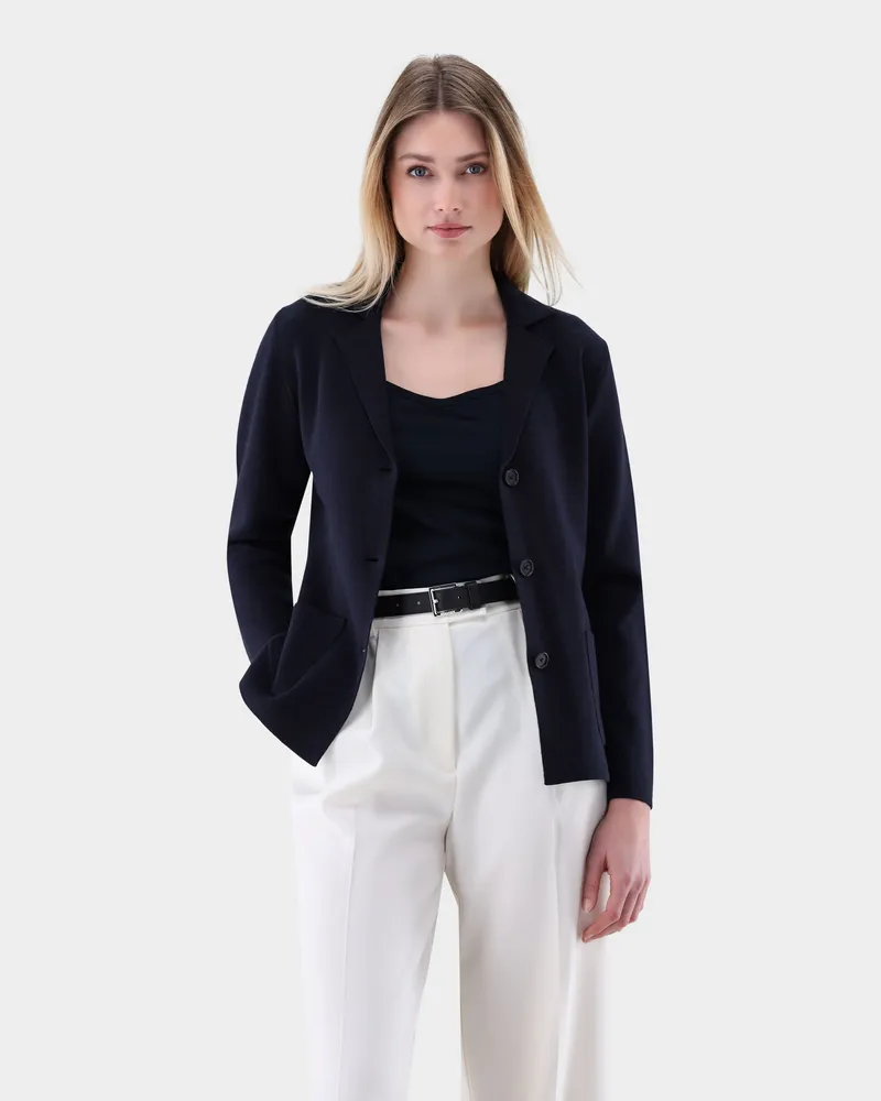 van Laack Blazer zweifarbig gestrickt Blau