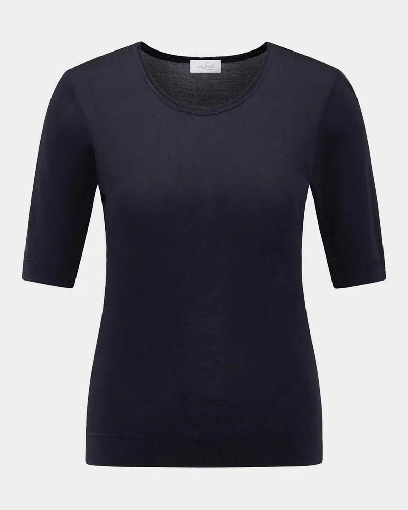 van Laack Rundhalsshirt mit Seide Blau
