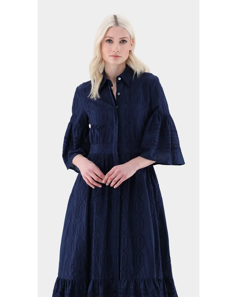 van Laack Maxikleid mit Stickerei Blau