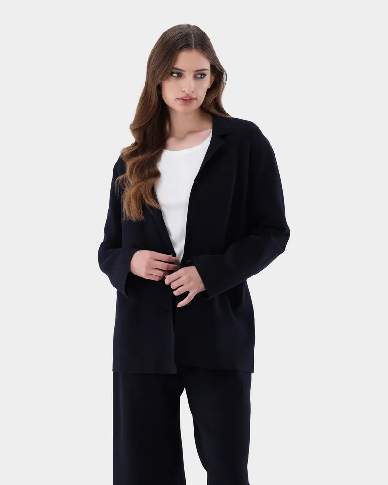 van Laack Strick-Blazer aus Air Cotton Blau