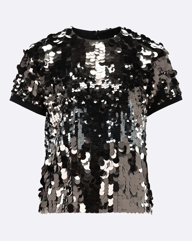 van Laack T-Shirt Pailletten Grau