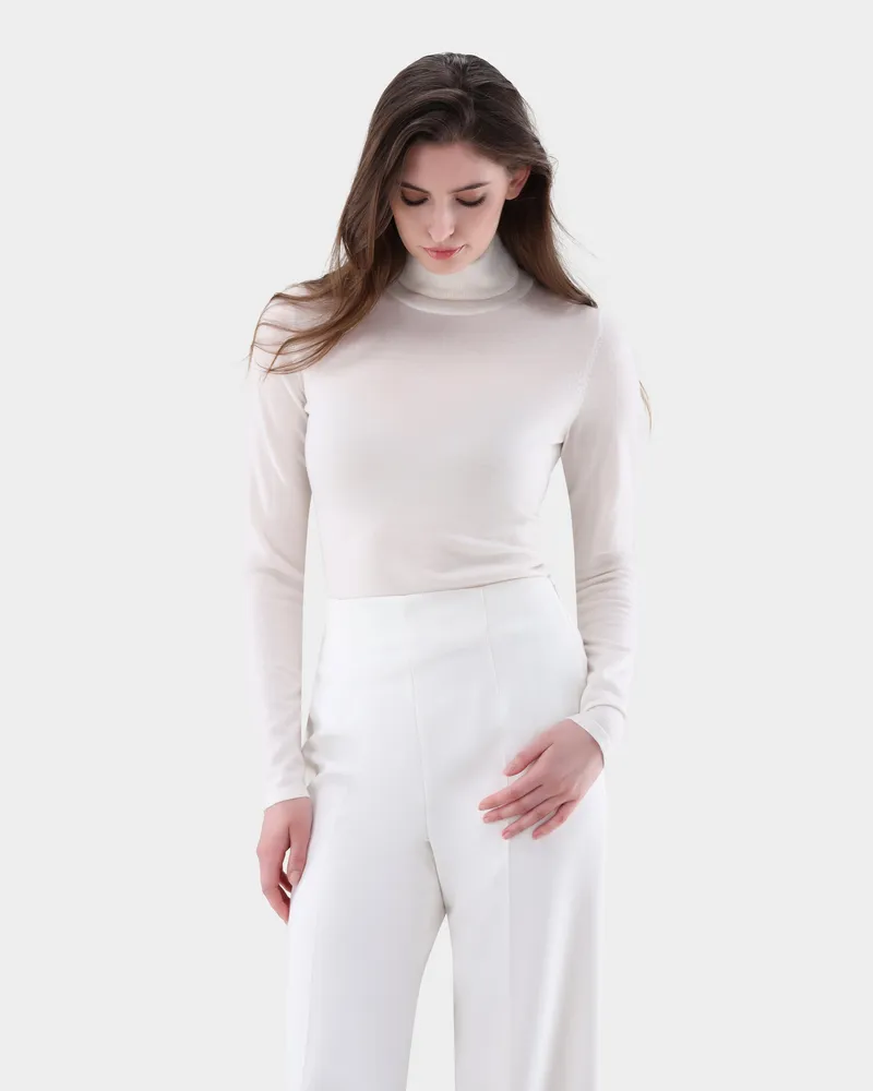 van Laack Rollkragenpullover aus Ultrafeiner Merinowolle Cremefarben