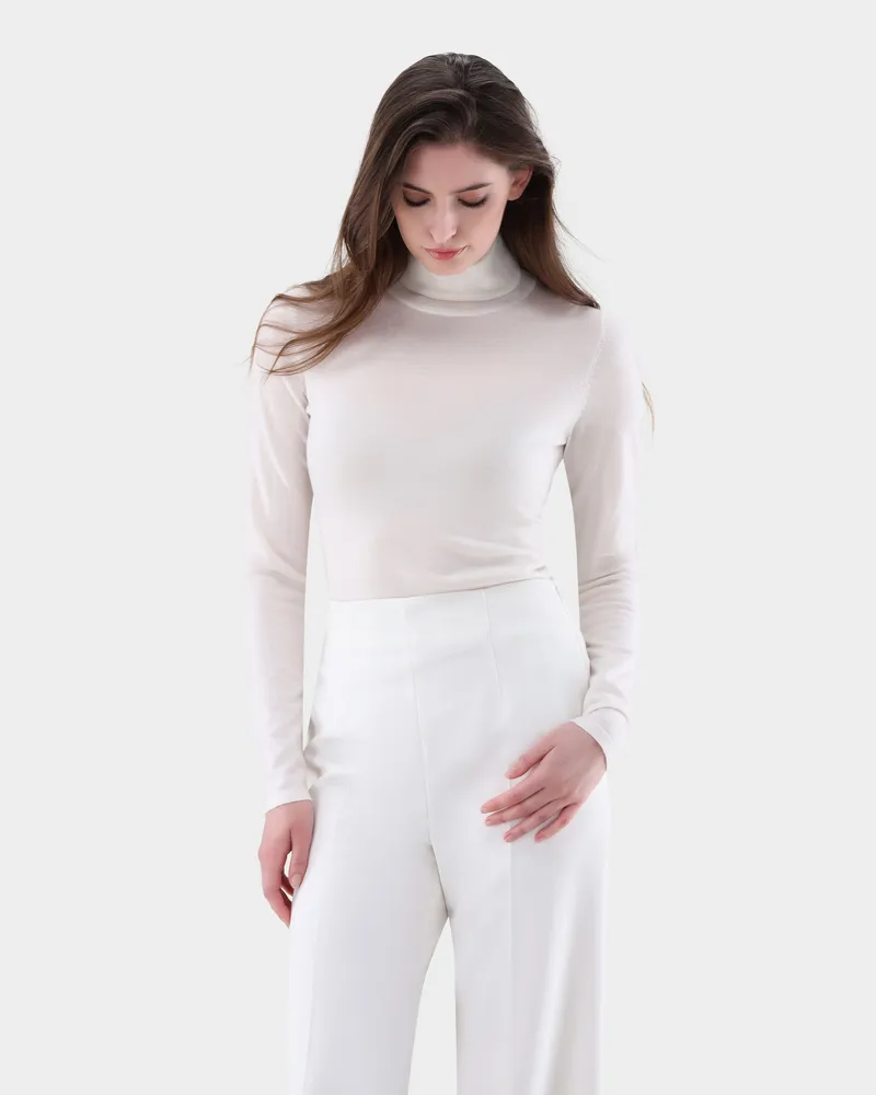 van Laack Rollkragenpullover aus Ultrafeiner Merinowolle Cremefarben
