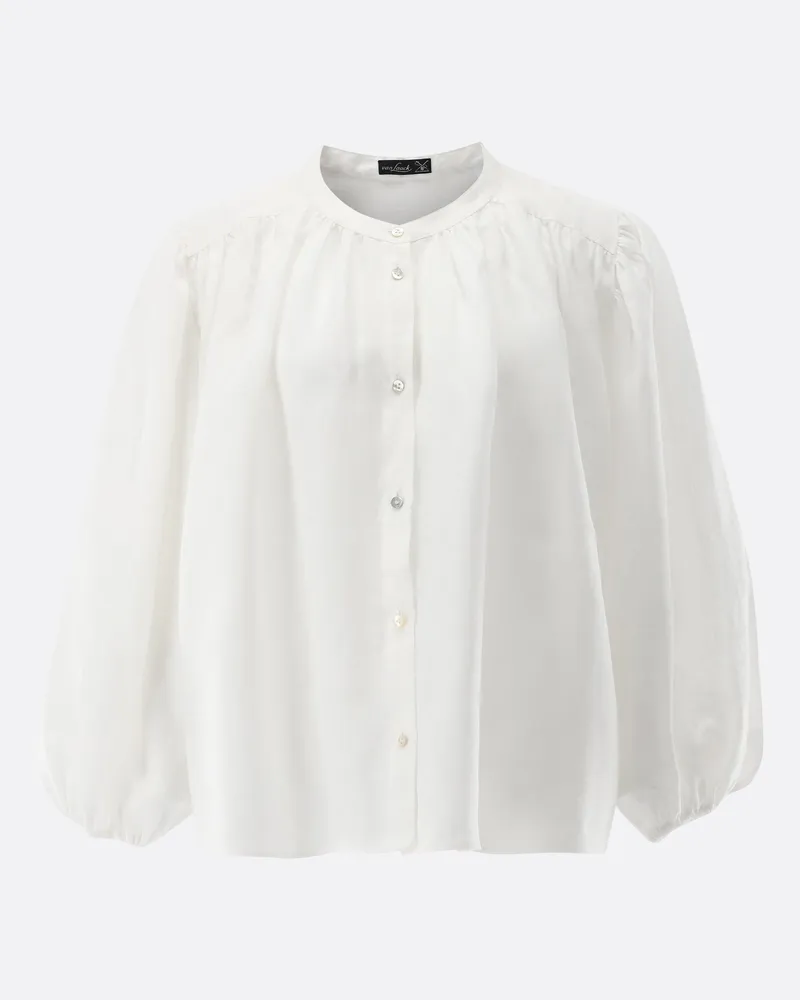 van Laack Leinenbluse Loose Fit mit geraffte Schultern Weiß