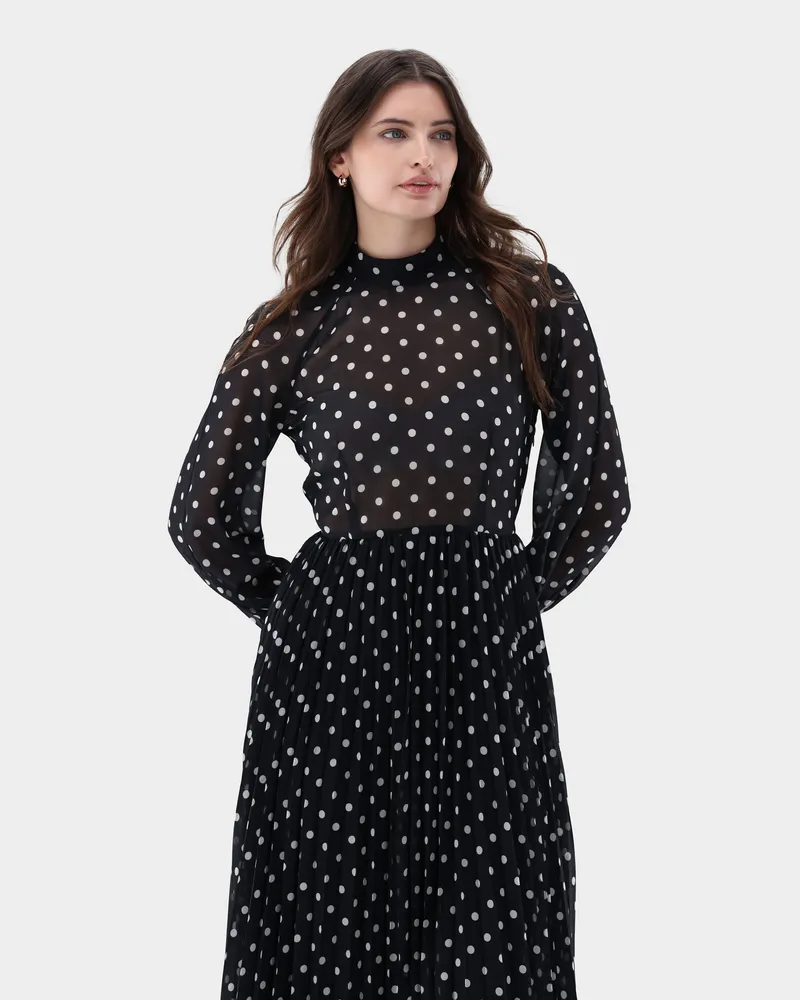 van Laack Midi-Kleid mit Tupfen-Print Blau