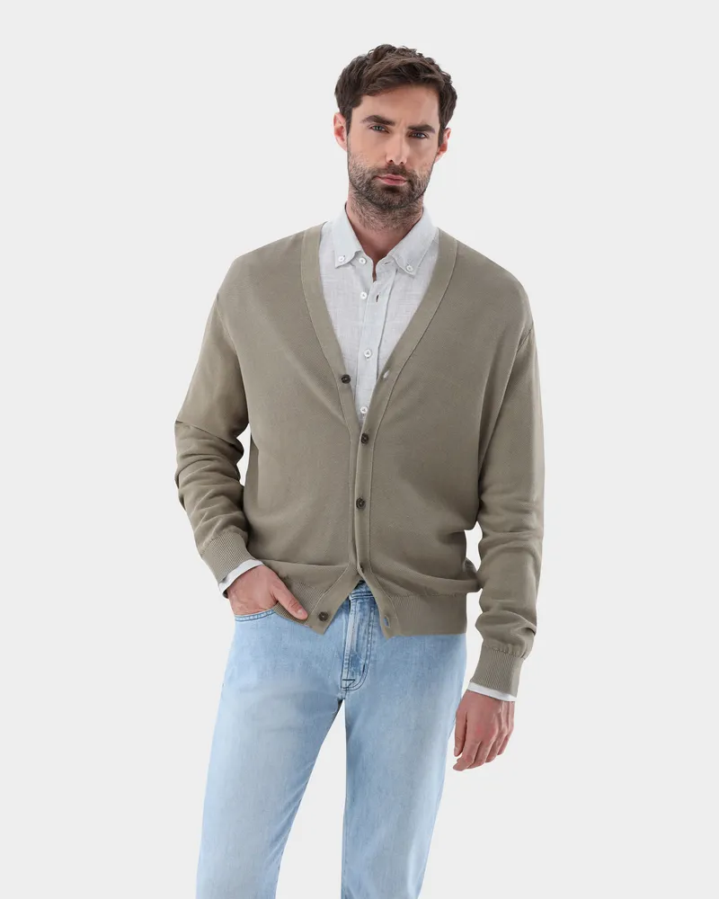 van Laack Cardigan mit Reiskorn Optik Grün