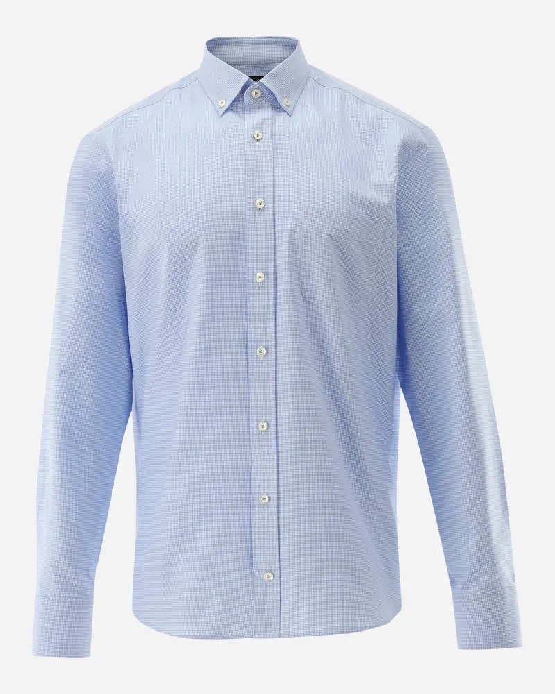 van Laack Dobby Hemd mit Button Down Kragen Tailor Fit Blau