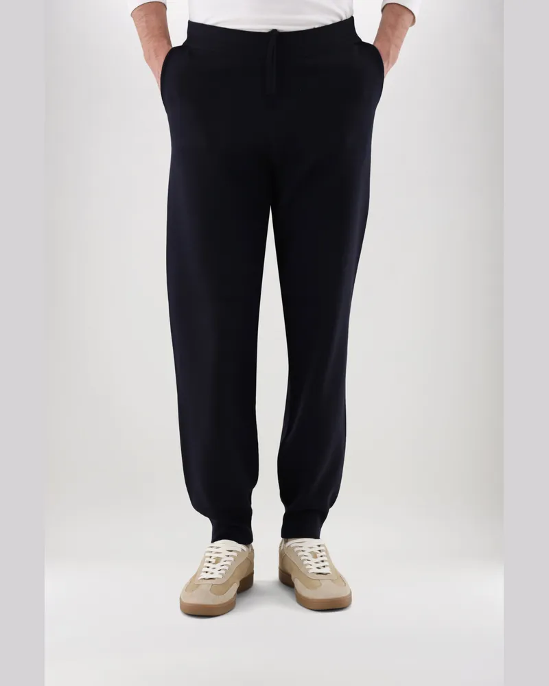 van Laack Jogginhose mit Wolle und Seide Blau