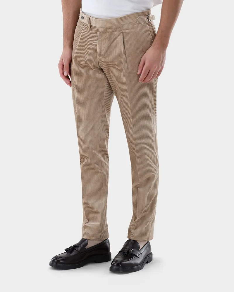 van Laack Kordhose mit Bundfalte Slim Fit Beige