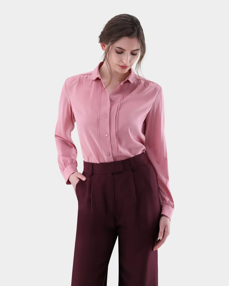 van Laack Bluse aus Seide mit Raffungen Lila