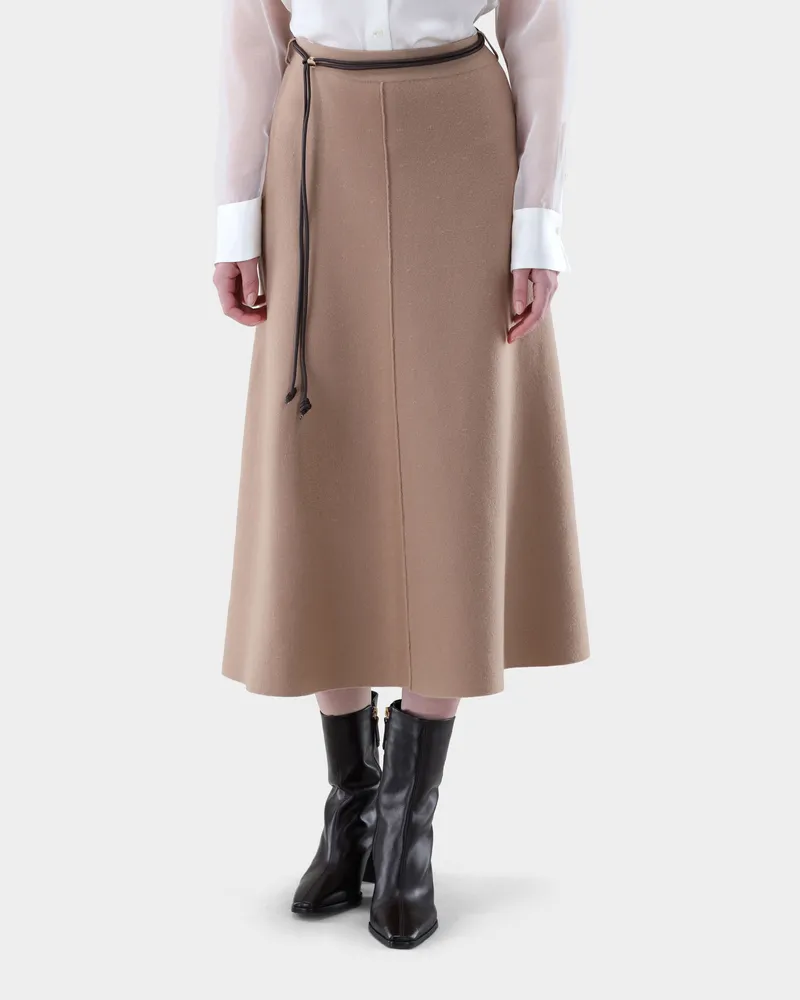 van Laack Rock aus zweifarbigem Doppelstrick Beige