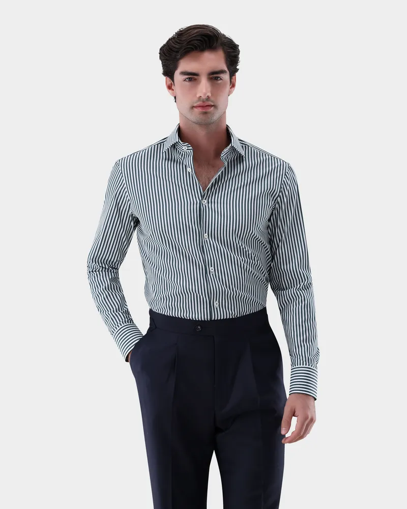 van Laack Hemd mit Streifen Tailor Fit Grün