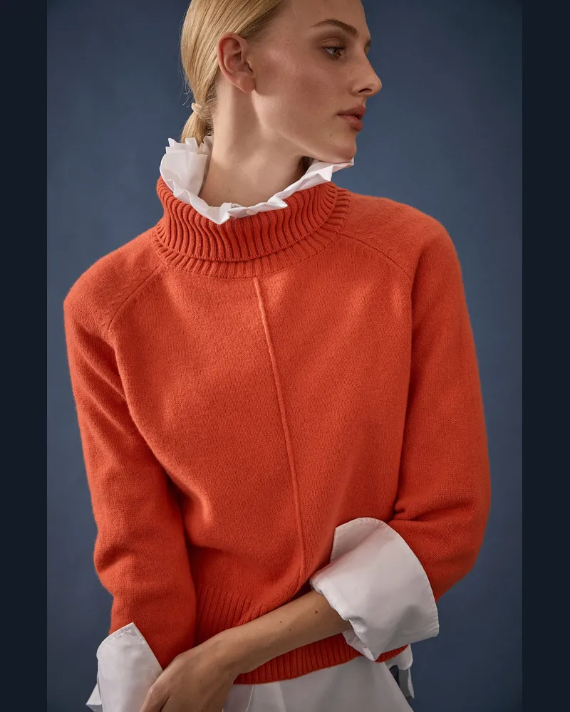 van Laack Rollkragenpullover aus Wolle Orange