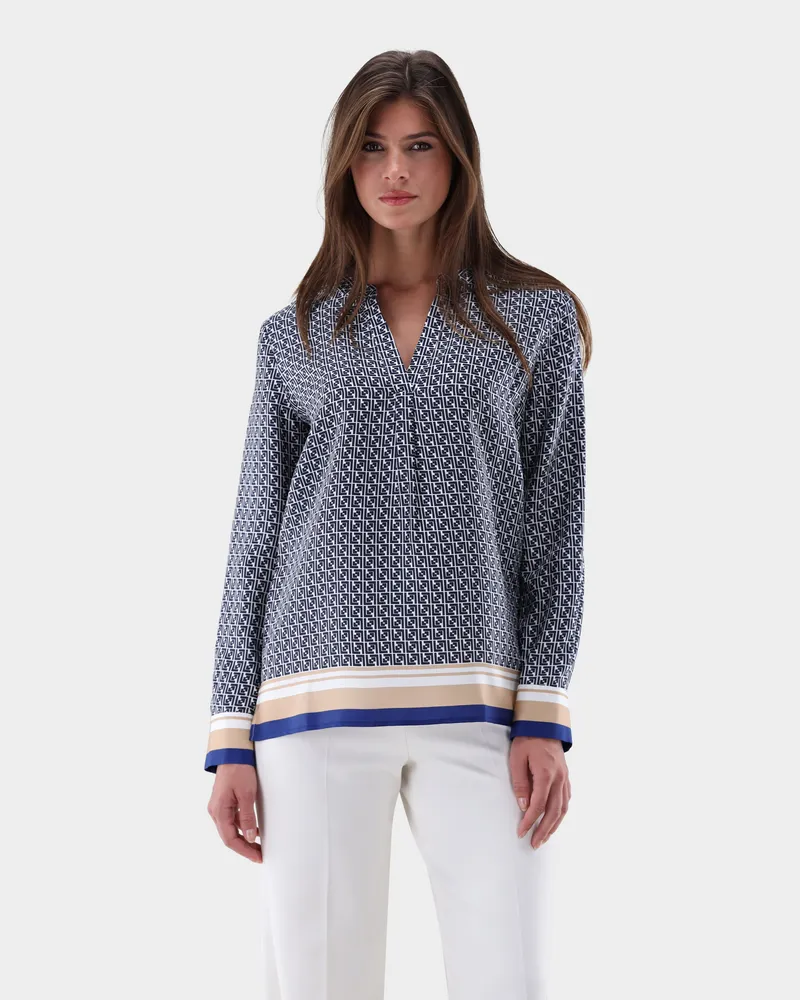 van Laack Tunika aus Seide mit Druck Blau