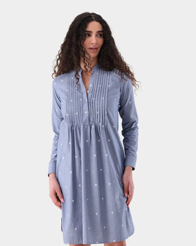 van Laack Knielanges Schlupfkleid in Jeans Optik mit Palmen Druck Blau