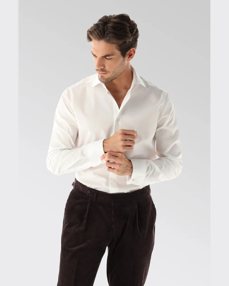 van Laack Popeline Hemd  Slim Fit Weiß