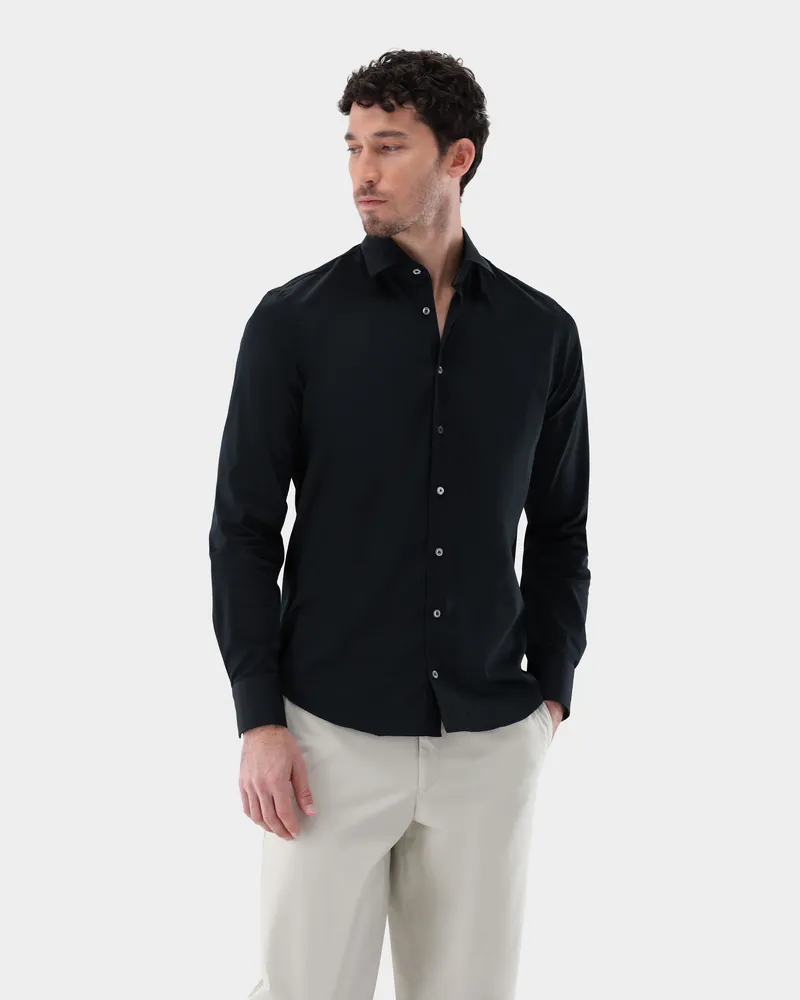 van Laack Popeline Hemd Slim Fit Schwarz