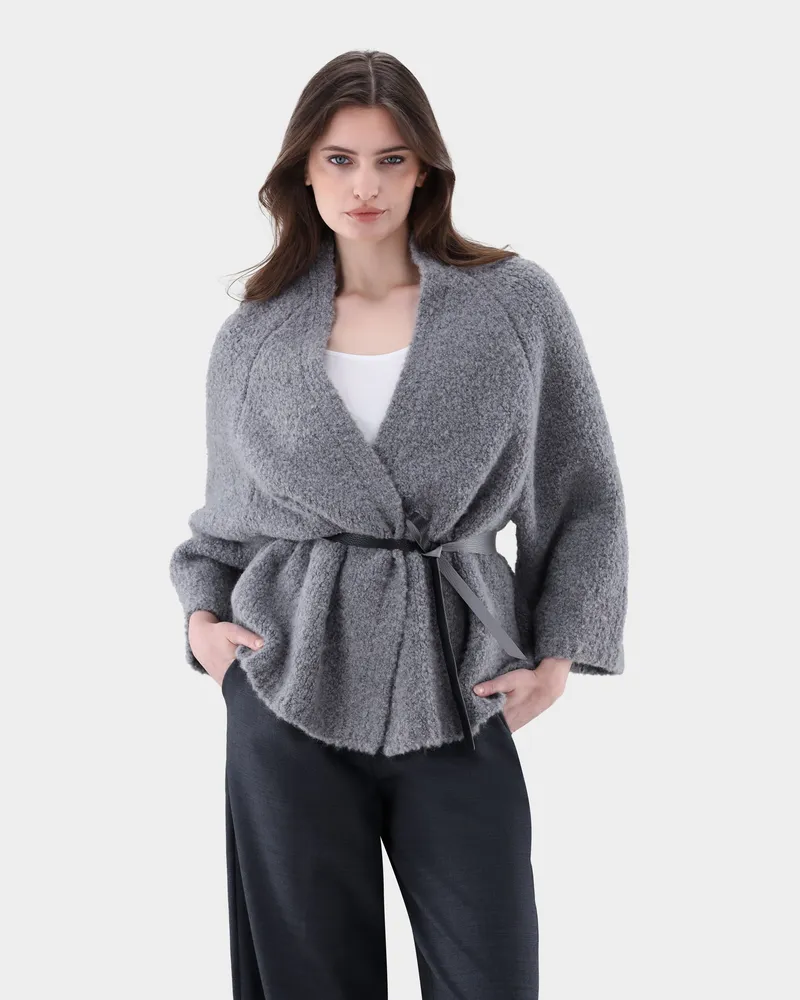 van Laack Strickjacke aus Teddy Strick Grau