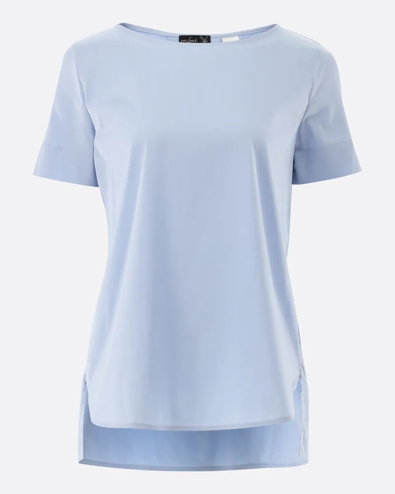 van Laack Kurzarm Bluse mit U-Ausschnitt Blau