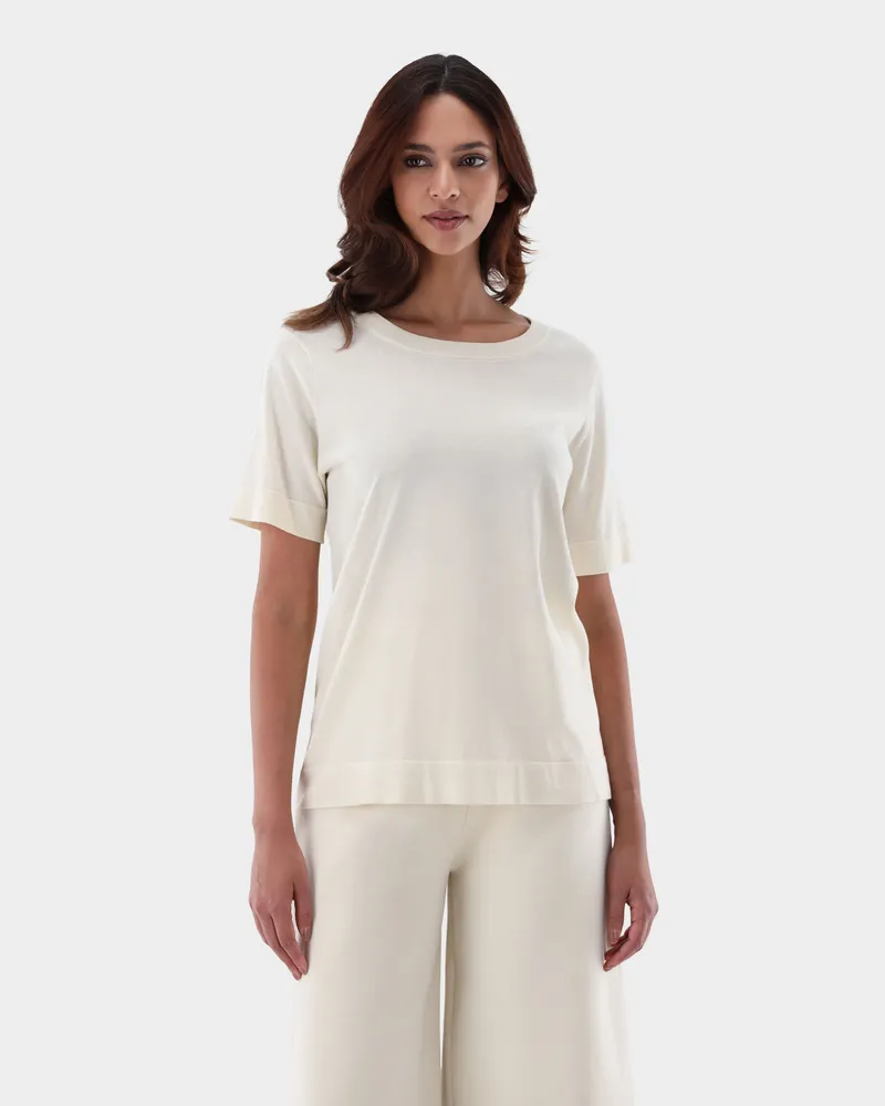 van Laack Lockeres Strick T-Shirt aus Air Cotton Beige