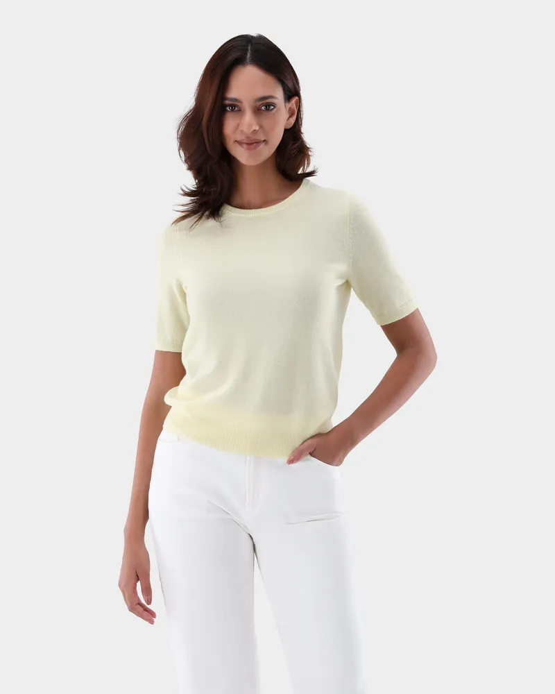 van Laack T-Shirt gestrickt aus Kaschmir Gelb