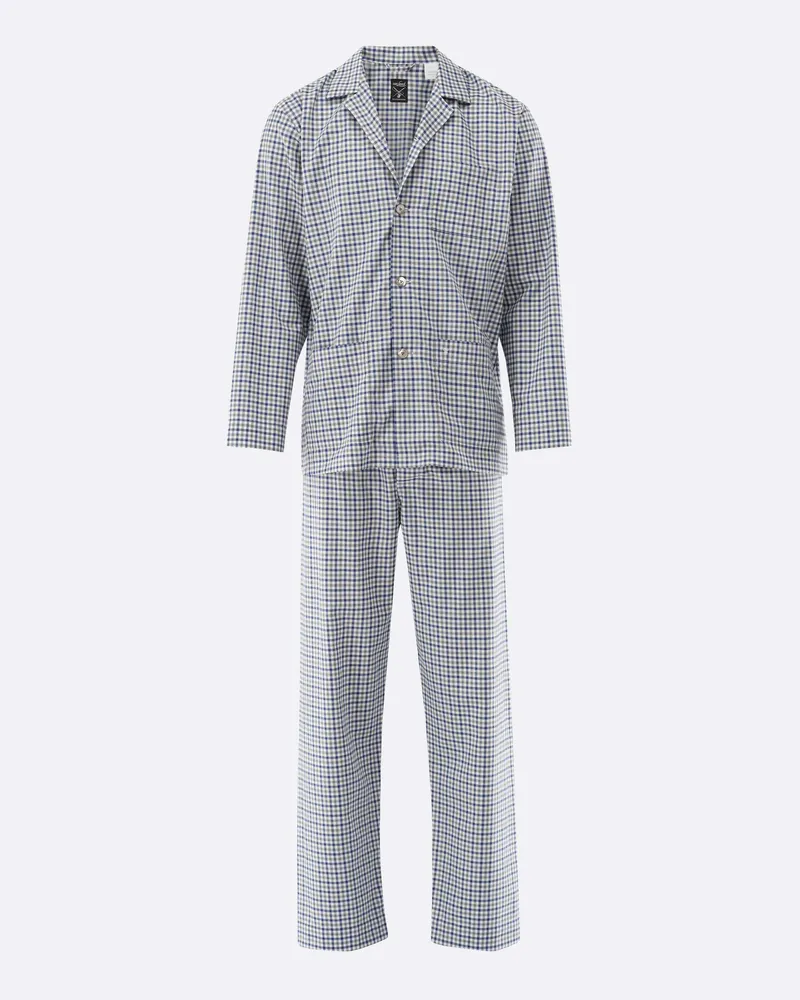 van Laack Karierter Schlafanzug aus Flanell Blau