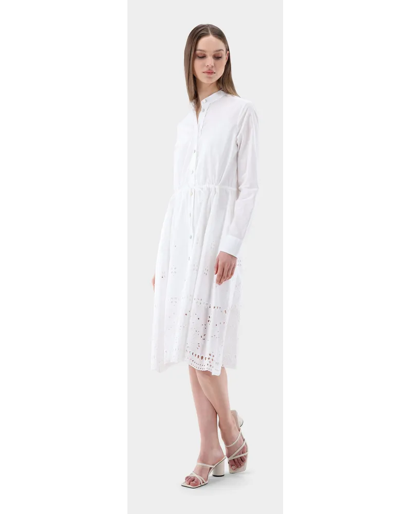 van Laack Midi-Kleid mit Lochstickerei Weiß
